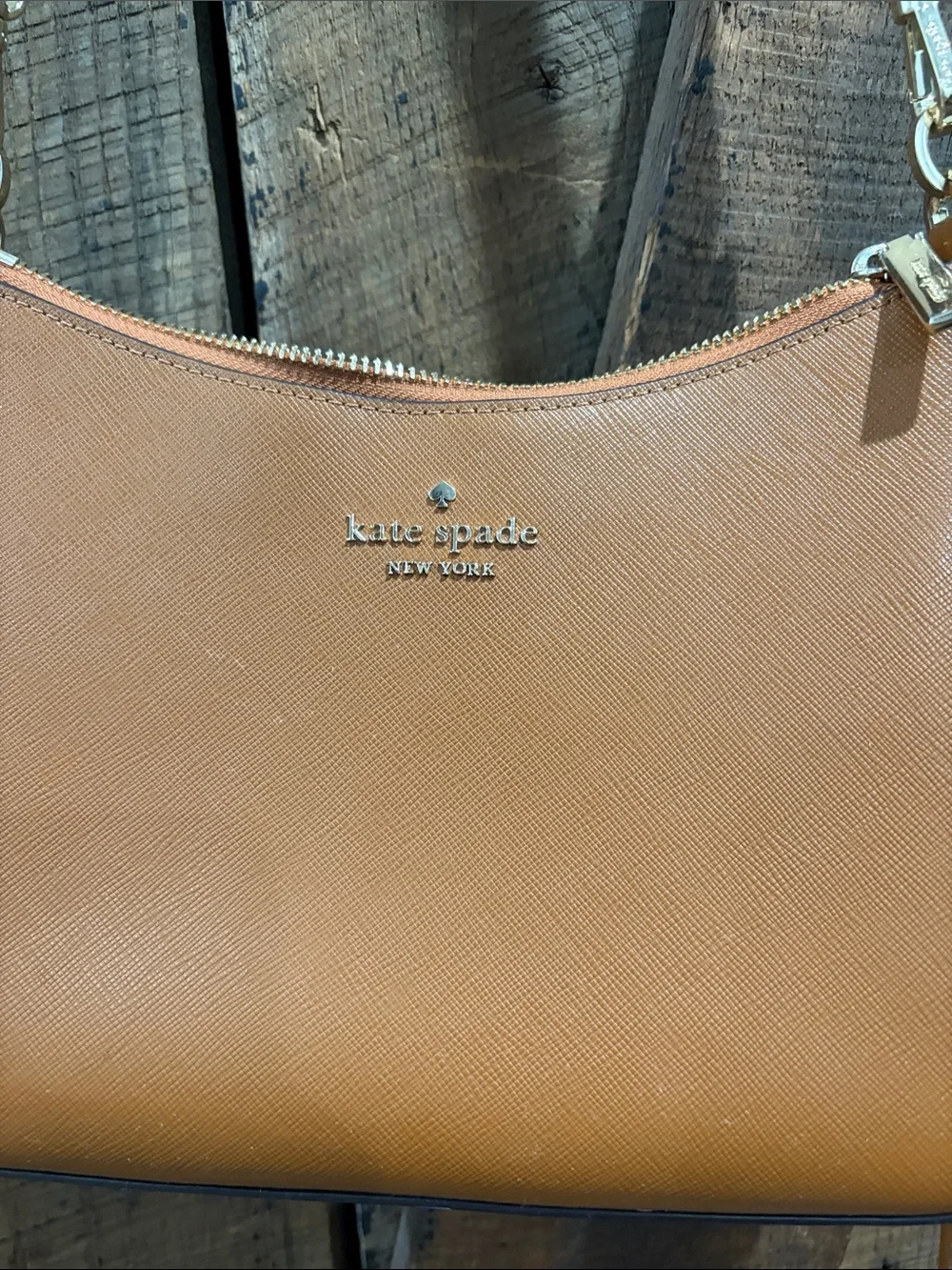 kate spade Tan Saffiano Leather Crossbody Shoulder Bag